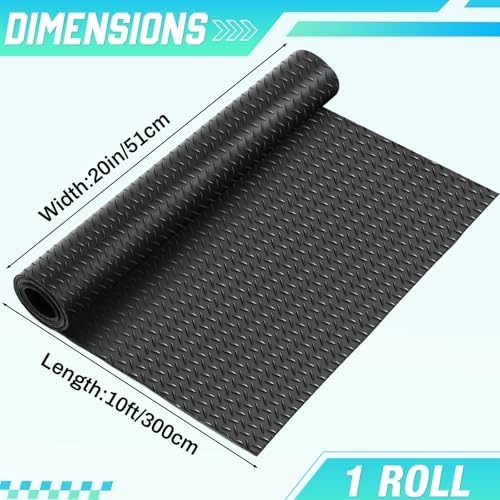 Breling 20 in x 10 ft Rubber Diamond Plate Rolls Garage Floor Mat - Image 2
