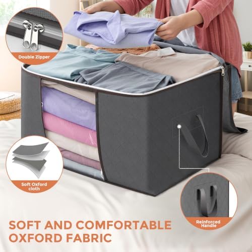 90L Large Storage Bags, 4 Pack Clothes Storage Bins Closet Organizers - Image 4