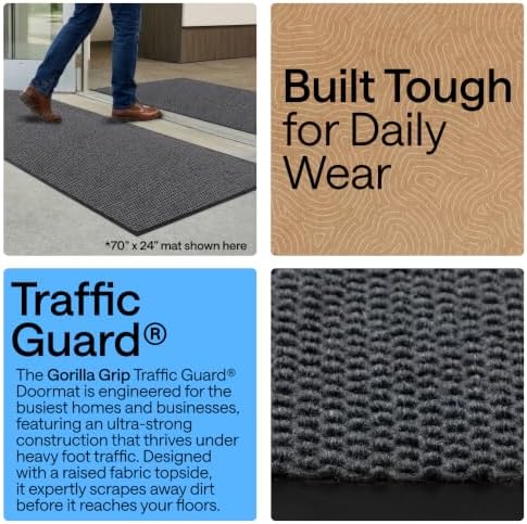 GORILLA GRIP Traffic Guard Indoor Outdoor Heavy Duty Door Mat, 29x17 Gray - Image 3