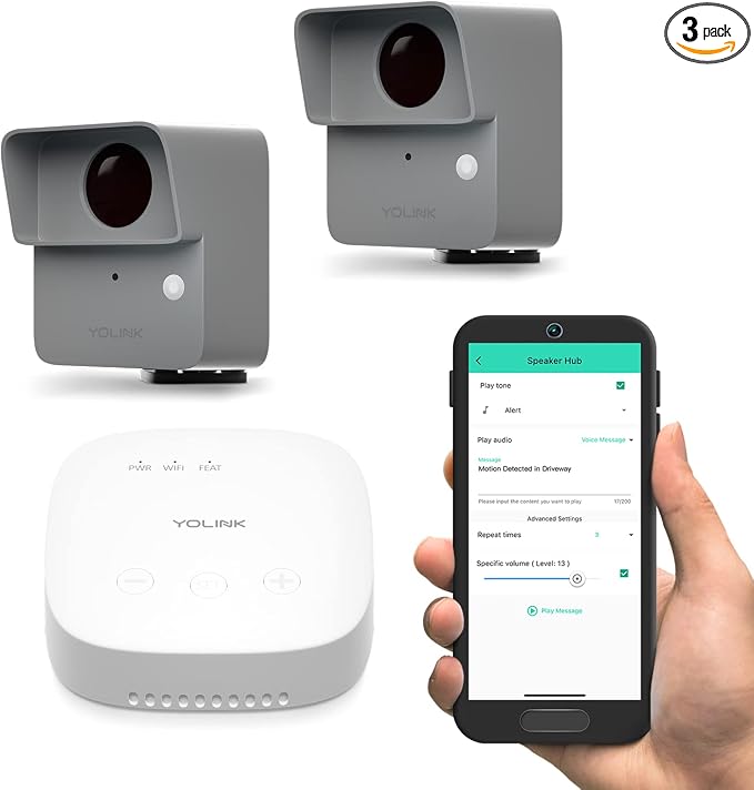 YoLink Outdoor Motion Sensor Kit, 2 LoRa Motion Sensors + SpeakerHub, Driveway by YoLink