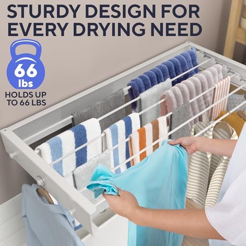 Delfori Foldable Wall Mounted Drying Rack 40 inch - Image 6