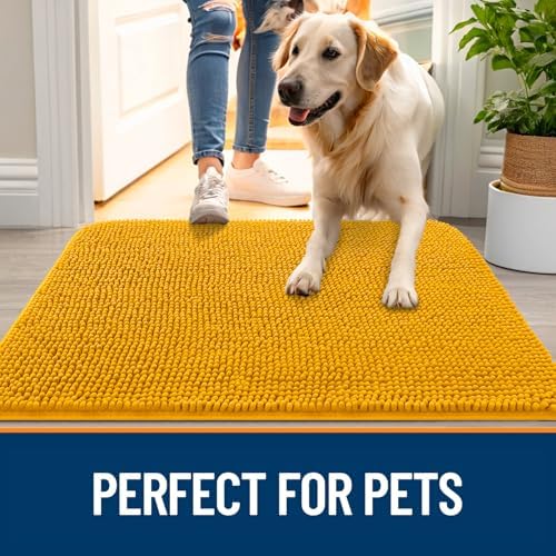 OLANLY Dog Door Mat for Muddy Paws 36x24, Super Absorbent Chenille Mud Mat - Image 6
