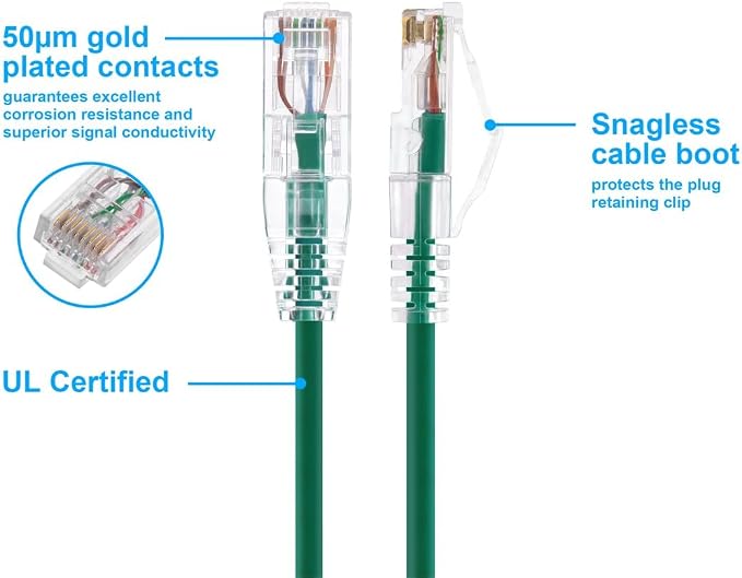Monoprice Cat6 20ft Green Component Level Patch Cable UTP 28AWG 550MHz Pure - Image 3