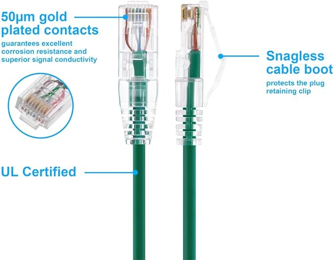 Monoprice Cat6 14ft Green Component Level Patch Cable UTP 28AWG 550MHz Pure - Image 3