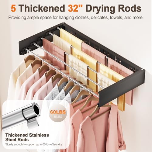 Wall Mounted Clothes Drying Rack Folding Indoor, Foldable Laundry Drying Rack - Image 5