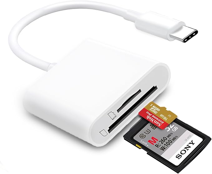 USB C SD Card Reader for iPhone 15/16/17, Dual Card Slots Micro SD Card Reader by MTIQHS