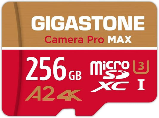 【5-Years Data Recovery】 GIGASTONE 256GB Micro SD Card, 4K Camera Pro MAX by Gigastone