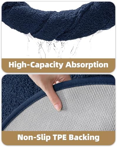 Color&Geometry Oval Blue Bathroom Rugs 36x24, Extra Soft Absorbent Microfiber - Image 6