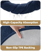 Color&Geometry Oval Blue Bathroom Rugs 36x24, Extra Soft Absorbent Microfiber - Image 6