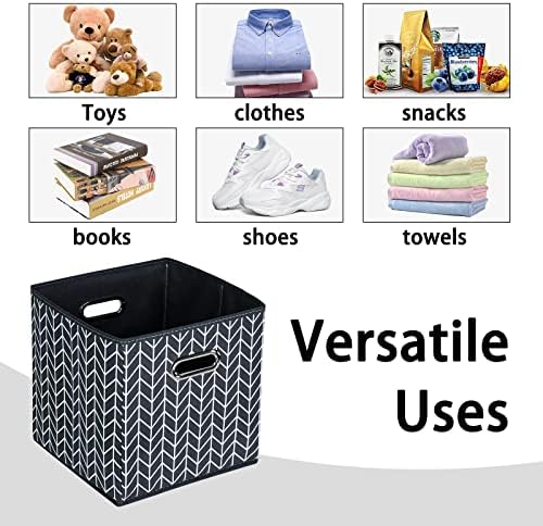 Black Foldable Storage Cubes Bins, Fabric Storage Box Cubes Organizer Baskets - Image 3