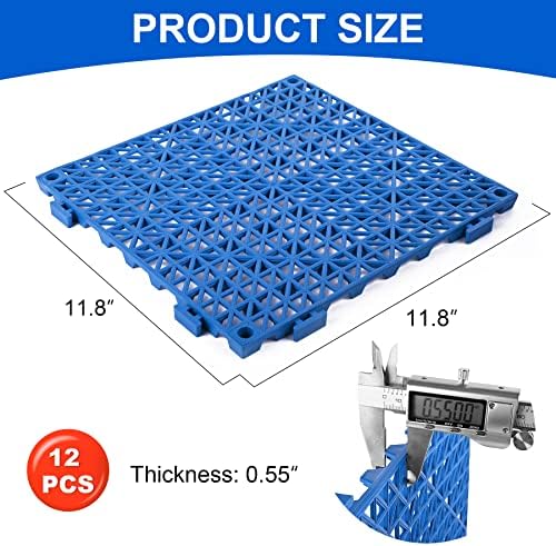 MYFAMIREA Modular Interlocking Cushion 12 Pack 11.8" x 11.8" Rubber Floor Tiles - Image 2