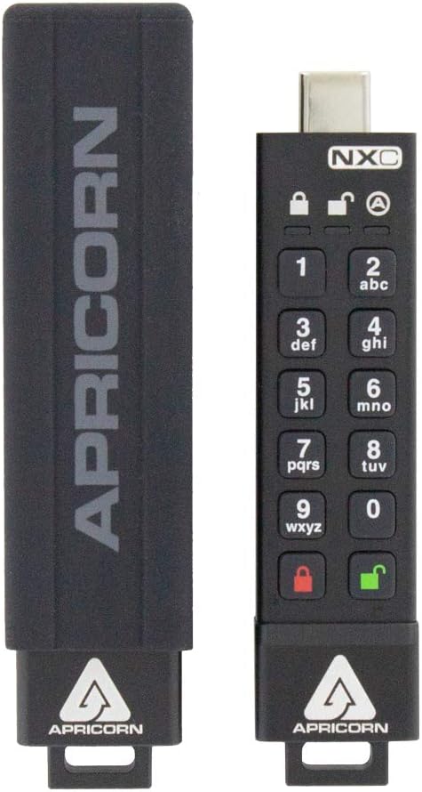 Apricorn 64GB Aegis Secure Key 3 NXC 256-Bit Hardware-Encrypted USB 3.2 Type C by Apricorn