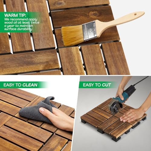 IDZO Interlocking Acacia Deck Tiles 9.6 SQFT - Image 5