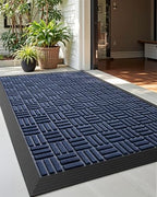 DEXI Front Door Mat Outside Entrance 24x36 Rubber Entry Doormat Maze Blue by DEXI