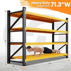 71.3” Wide Heavy Duty Metal Garage Shelving, Adjustable Storage Shelf - Image 2