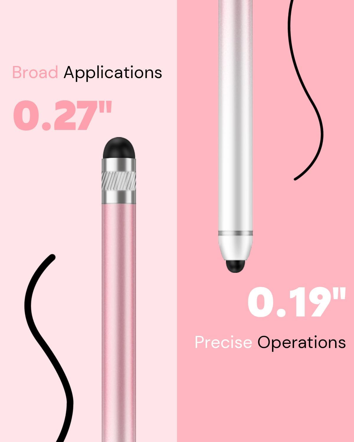 Stylus Pen for Touchscreen, Dual-end High Sensitivity Capacitive Stylus Pen for iPhone/iPad/Android/Samsung/Computer/Tablets, AmberVec Universal Stylists Pens for Touch Screens, 2 Pack-Pink, Purple