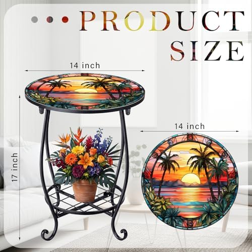 Cinnvoice Outdoor Side Table Small End Patio Porch Table - Image 3