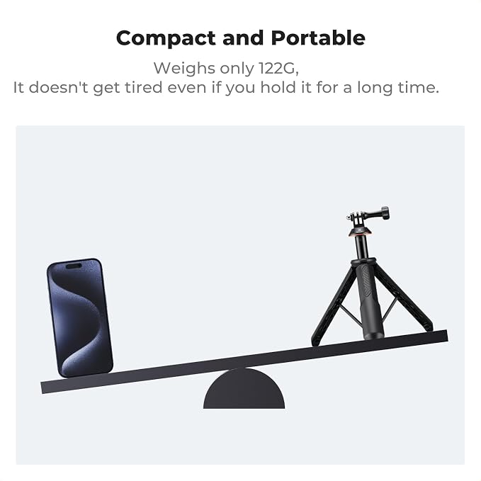 K&F CONCEPT 58.5cm/23" Selfie Stick Tripod, Portable Vlog Handle Grip Action - Image 5