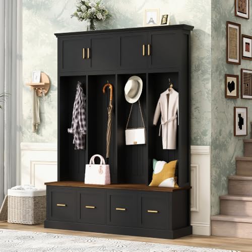 Quarte Hall Tree with Bench, Enclosed Storage, 4 Hooks - Image 2