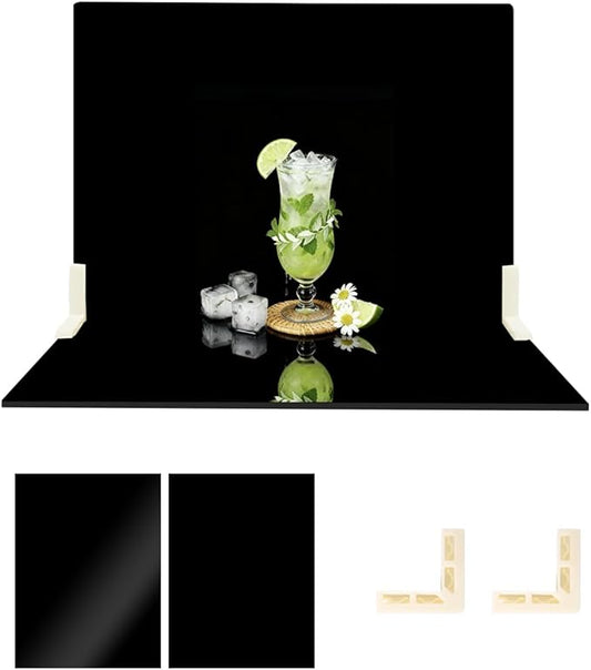 2 PCS Board Photo Backdrop, 16x12 Inch Black Double Sided Matte and Reflective by Unknown