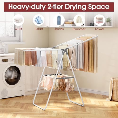 APEXCHASER Foldable Clothes Drying Rack, Adjustable Gullwings Space-Saving - Image 5