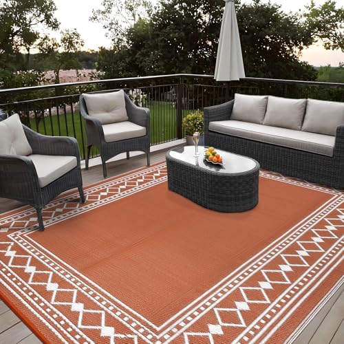 Waterproof Outdoor Rug 9x12 Ft, Reversible Plastic Straw Rug, Portable Carpet - Image 7