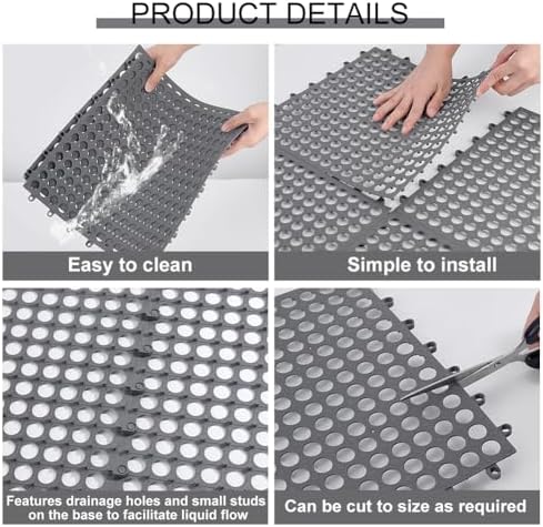 24 Pack Non Slip Shower Floor Mat, 12.2x12.2Inch Soft PVC Non Slip Shower Floor - Image 3