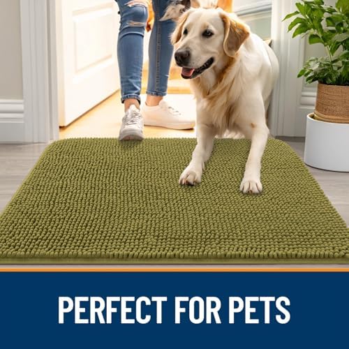OLANLY Dog Door Mat for Muddy Paws 59x32, Super Absorbent Chenille Mud Mat - Image 6