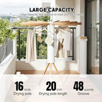 Clothes Drying Rack Foldable, Rotary Tripod Laundry Drying Rack, 16 Wooden Poles - Image 3