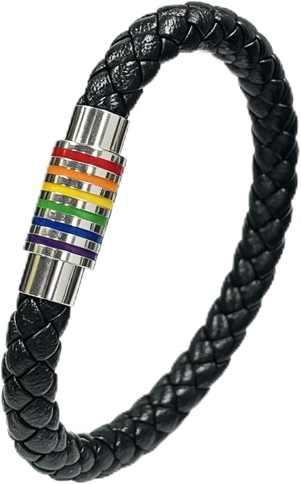 Nanafast Titanium Stainless Steel Rainbow LGBT Pride Bracelet Handmade Braided by Nanafast