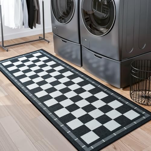 Jute Checkered Runner Rug, 2x6 Outdoor Runner Rugs, Washable Hallway Runner - Image 4
