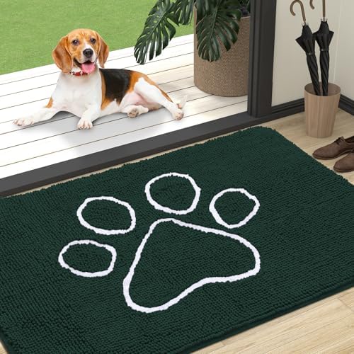 OLANLY Dog Door Mat for Muddy Paws 47x32, Paw Print Design Chenille Mud Mat by OLANLY