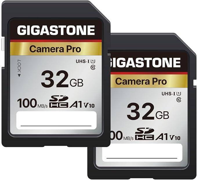 【5-Years Data Recovery】 GIGASTONE 32GB SD Card 2-Pack, Camera Pro, UHS-I A1 V10 by Gigastone