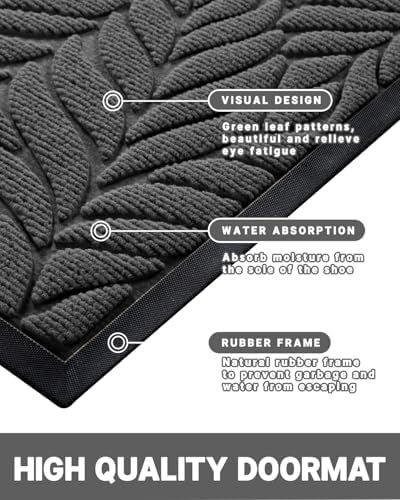 Yimobra Leaf Pattern Door Mat, 29.5 x 17 in - Image 4