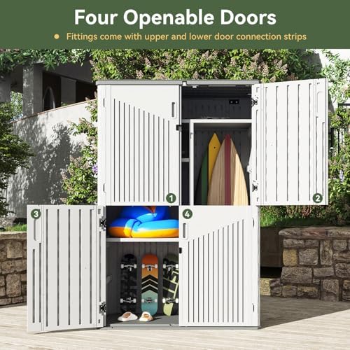 Aoxun Outdoor Storage Shed, 64 Cu.Ft Vertical Resin Sheds - Image 3