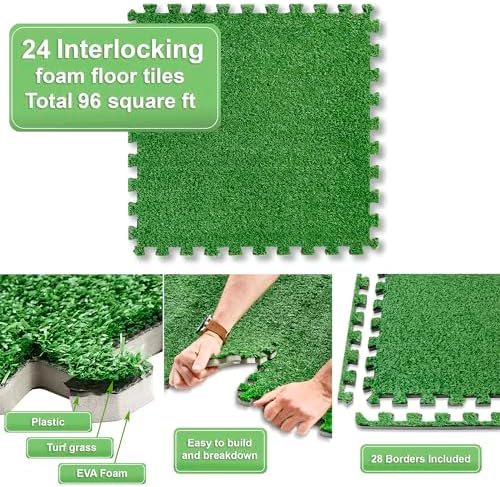 Sorbus Grass Foam Floor Tiles, Interlocking Turf Tiles - Image 5