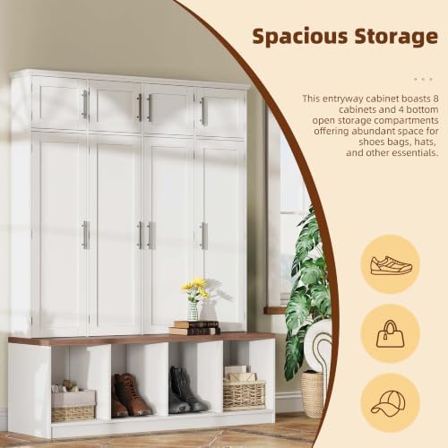 4-in-1 Hall Tree with Storage Bench Shoe Organizer/ Shelves - Image 4