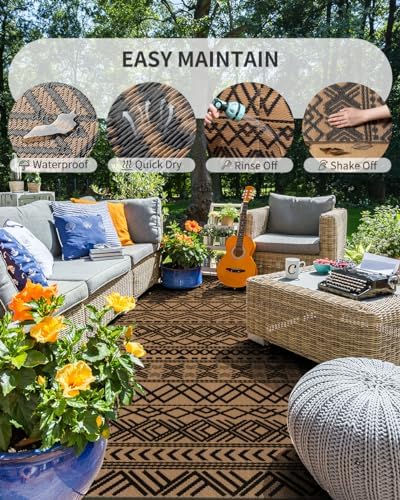 MontVoo Outdoor Rug Carpet Waterproof 6x9 Outdoor Patio Rug Mat Reverisble - Image 2