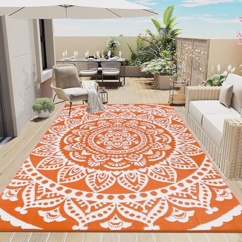 Bsmathom Waterproof Outdoor Rug 6'x9' Reversible Boho Plastic Straw Patio Deck by Bsmathom
