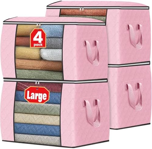 Fab totes 90L Clothes Storage, Foldable Thick Fabric Blanket Storage Bags by Fabtotes