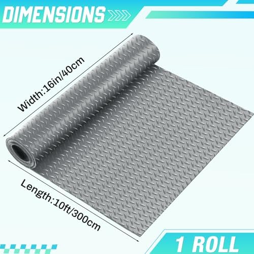 Breling 16 in X 10 ft Rubber Diamond Plate Garage Floor Mat - Image 2