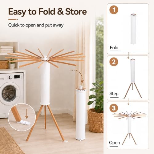 Tripod Foldable Clothes Drying Rack, Rotary Laundry Drying Rack - Image 5
