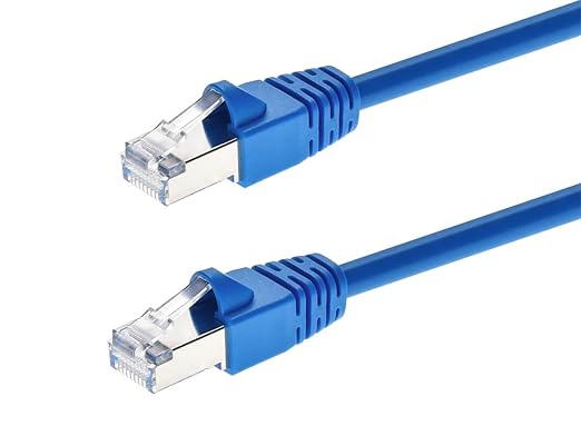 Monoprice Cat6A 30ft Blue Patch Cable Double Shielded 26AWG 10G Pure Bare by Monoprice