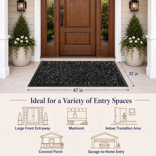 Yimobra Extra Large Front Door Mat, Floral Outdoor Mat - Image 2
