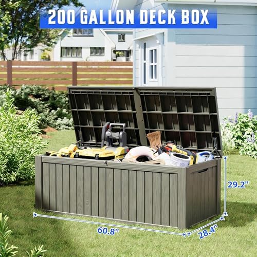 Outdoor Storage Box, Resin Deck Box Indoor and Outdoor, Waterproof Lockable Lid - Image 2