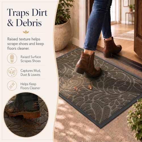 Yimobra Extra Large Front Door Mat, Floral Outdoor Mat - Image 3