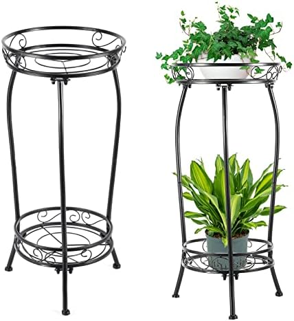 Kavlium Plant Stand Indoor Outdoor, 2 Pack, Tall Metal, 2 Tier 27.1 Inch by KavliumPlantStand