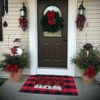 Red and Black Plaid Rug, Cotton Woven Rug - Image 3