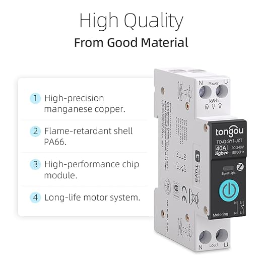 TONGOU ZigBee DIY Smart Switch 40A| DIN Rail Switch| 1P+N 90-240VAC| Real-time - Image 5