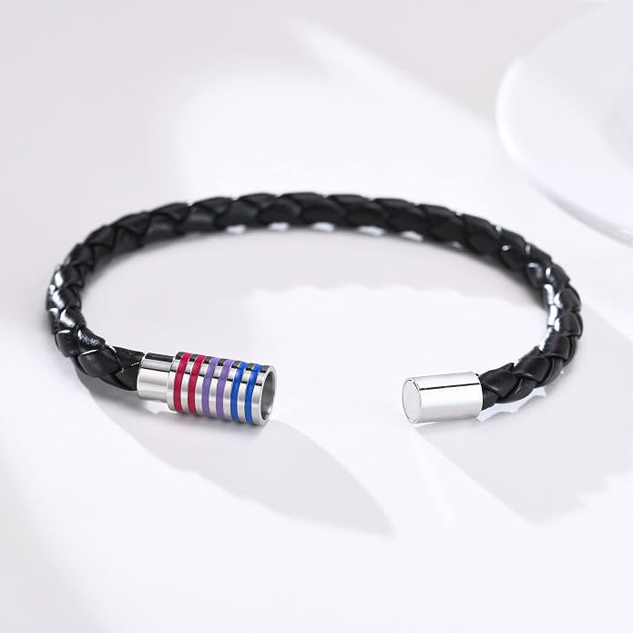 Nanafast Titanium Stainless Steel Rainbow LGBT Pride Bracelet Handmade Braided - Image 3